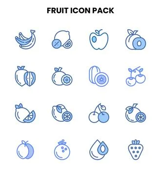 Fruit Two Colour Design Icons Pack Stock Illustration