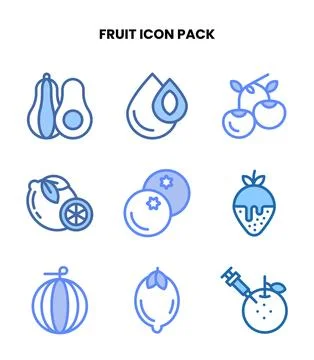 Fruit Two Colour Icons Pack 스톡 일러스트