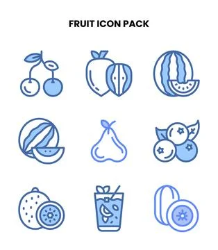 Fruit Two Colour Icons Pack Stock Illustration