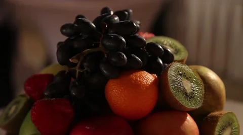 Fruit in a vase on the table Stock Footage 64290295