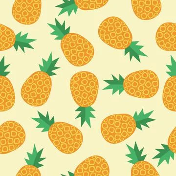 Fruit vector pineapple seamless pattern Stock Illustration