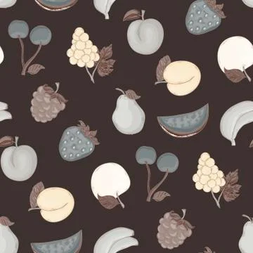 Fruit vector seamless pattern Stock Illustration