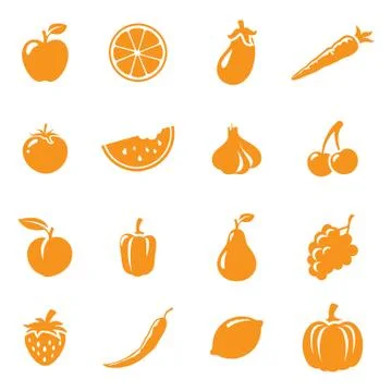 Fruit &amp; veg icons Stock Illustration