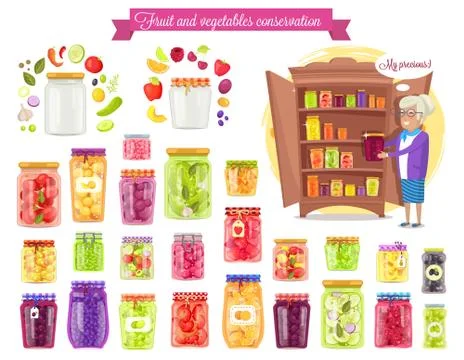 Fruit ,Vegetable Conservation Vector Illustration Ilustración de archivo