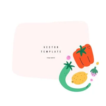Fruit vegetable frame with copyspcae, banner template with hand drawn Stock Illustration