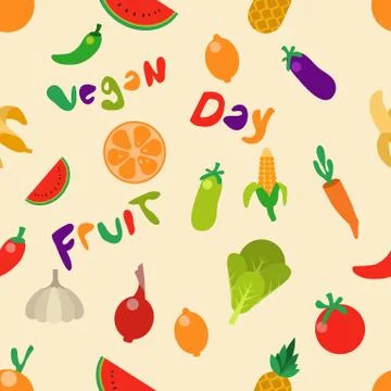 Fruit Vegetable Seamless Pattern Stock Illustration