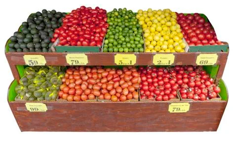 Fruit vegetable stand Stock-Fotos
