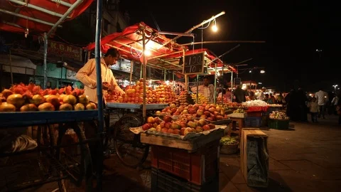 Fruit-vendors-at-charminar Stock Footage 98299980