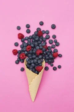 Fruit in a waffle cone Stock Photos