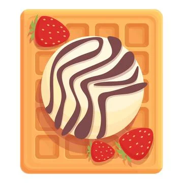 Fruit waffle icon cartoon vector. Belgian food Illustrazione stock