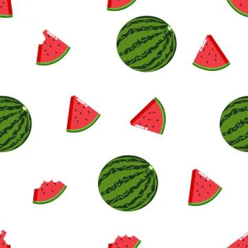 Fruit Watermelon seamless pattern vector illustration white background Stock Illustration