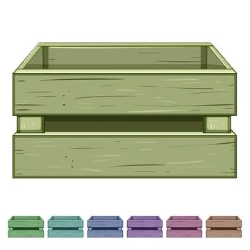 Fruit wooden crate cartoon vector graphic Stock Illustration