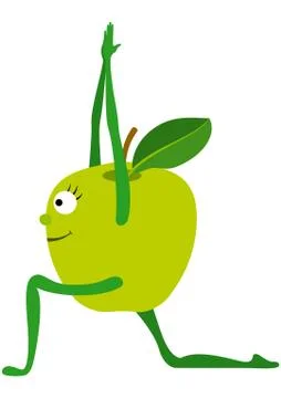 Fruit yoga apple Stock Illustration