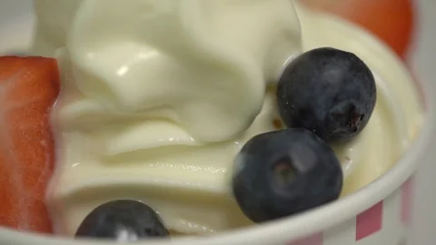 Fruit Yogurt Closeup Stock Footage 104289549