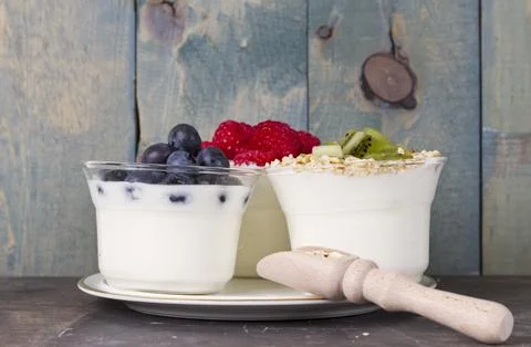 Fruit yogurt Stock Photos