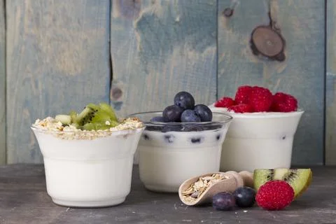Fruit yogurt Stock Photos