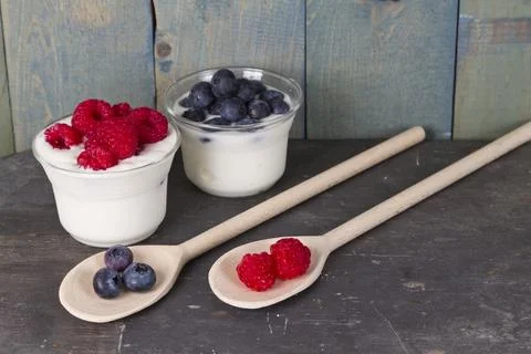 Fruit yogurt Stock Photos