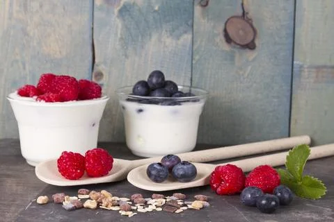 Fruit yogurt Stock Photos