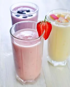 Fruit yogurts Stock Photos