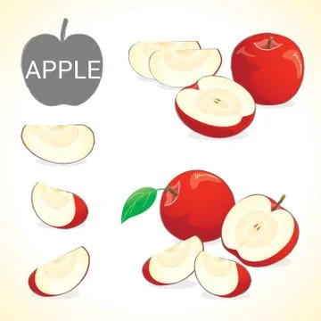 Fruit201507 Set of apple fruit in various styles vector format2 Stock Illustration