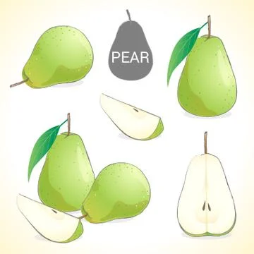 Fruit201507 Set of pear fruit in various styles vector format2 Stock Illustration