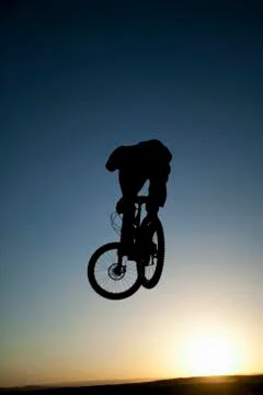 Fruita, Person performing stunt on bicycle, Fruita, Colorado, USA Stock Photos