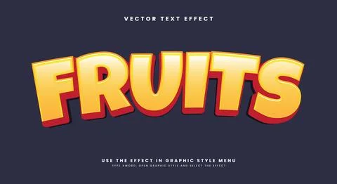 Fruits 3d editable text effect Template Stock Illustration