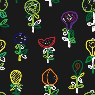 Fruits Abstract texture stylized seamless pattern rapport vector Stock Illustration
