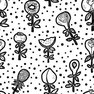 Fruits Abstract texture stylized seamless pattern rapport vector Stock Illustration