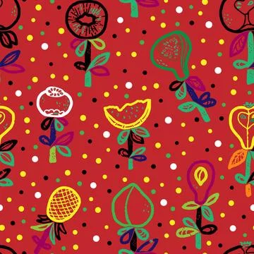 Fruits Abstract texture stylized seamless pattern rapport vector Stock Illustration