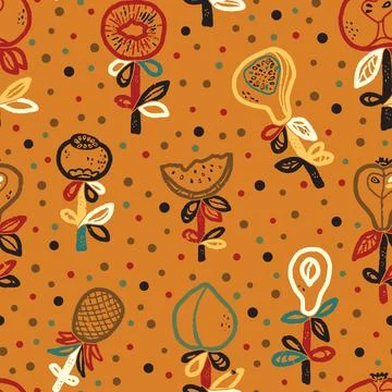 Fruits Abstract texture stylized seamless pattern rapport vector Stock Illustration