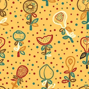 Fruits Abstract texture stylized seamless pattern rapport vector Stock Illustration