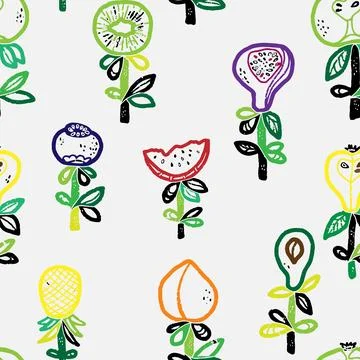 Fruits Abstract texture stylized seamless pattern rapport vector Stock Illustration