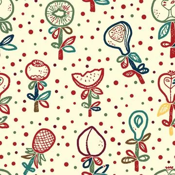 Fruits Abstract texture stylized seamless pattern rapport vector Stock Illustration