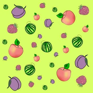 Fruits and berries. Stock Illustration