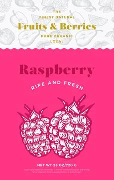 Fruits and Berries Pattern Label Template. Abstract Vector Packaging Design 스톡 일러스트