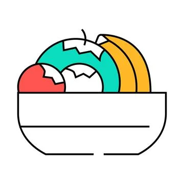 Fruits and berries in plate buffet icon color illustration Stock Illustration