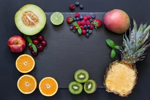 Fruits and berries rectangle. Stock Photos