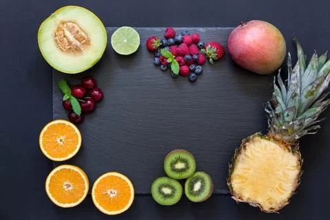 Fruits and berries rectangle. Stock Photos