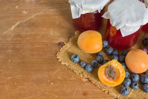Fruits and jam Stock Photos