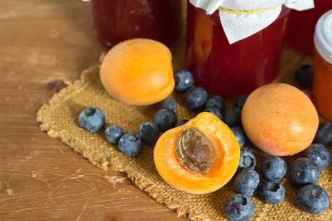 Fruits and jam Stock Photos