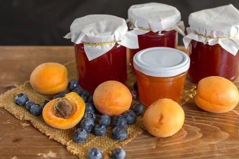 Fruits and jam Stock Photos