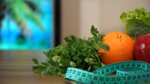 Fruits And Measuring Tape Stock Footage 86789201