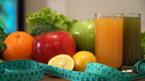 Fruits And Measuring Tape Stock Footage 86981348