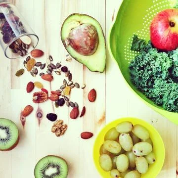 Fruits and nuts Stock Photos