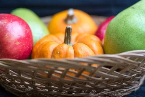 Fruits and pumpkins Stock Photos
