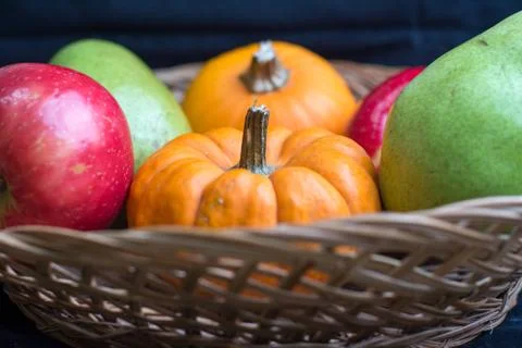 Fruits and pumpkins Stock Photos