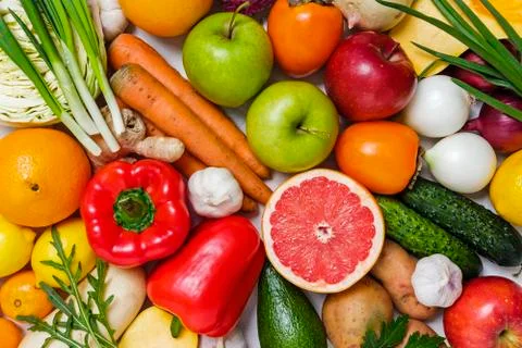 Fruits and vegetables background concept Stock Photos