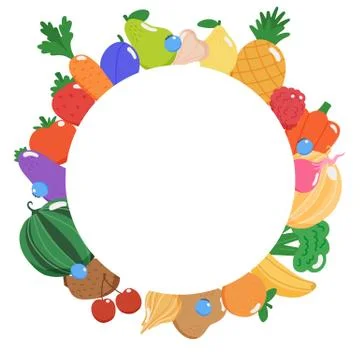 Fruits and vegetables background, vector illustration in flat style Illustration