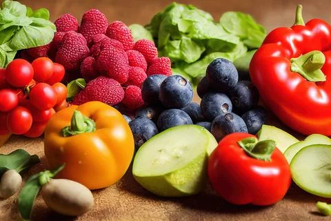 Fruits and vegetables close-up. 스톡 일러스트